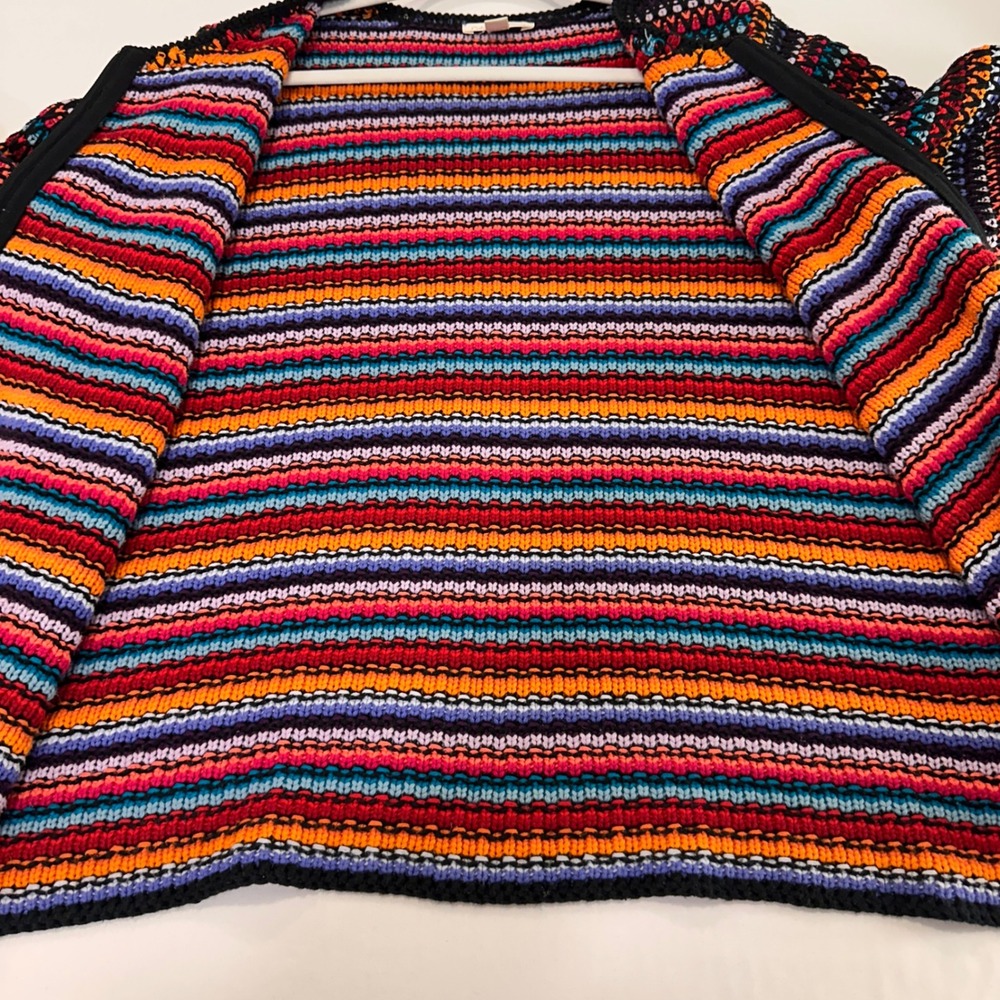 Coldwater Creek Full Zip Knit Cardigan Women 2X Multicolor Striped | Boho Artsy - Picture 5 of 10